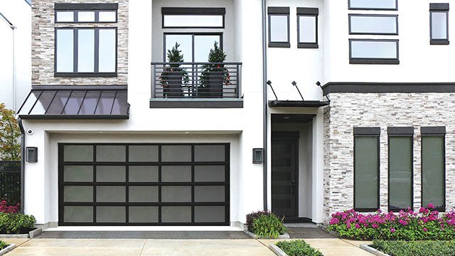 Wayne Dalton - Wind Load Aluminum - Model 8855 - Black - Satin Etched Windows