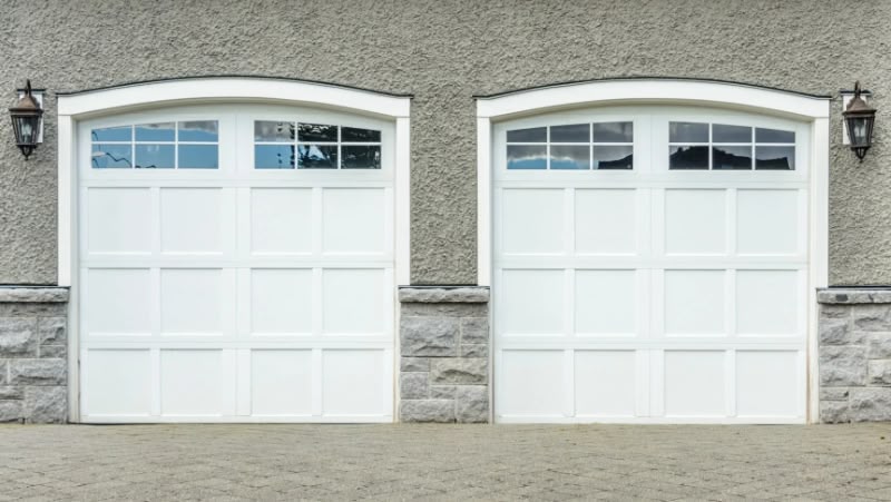Garage door with windows